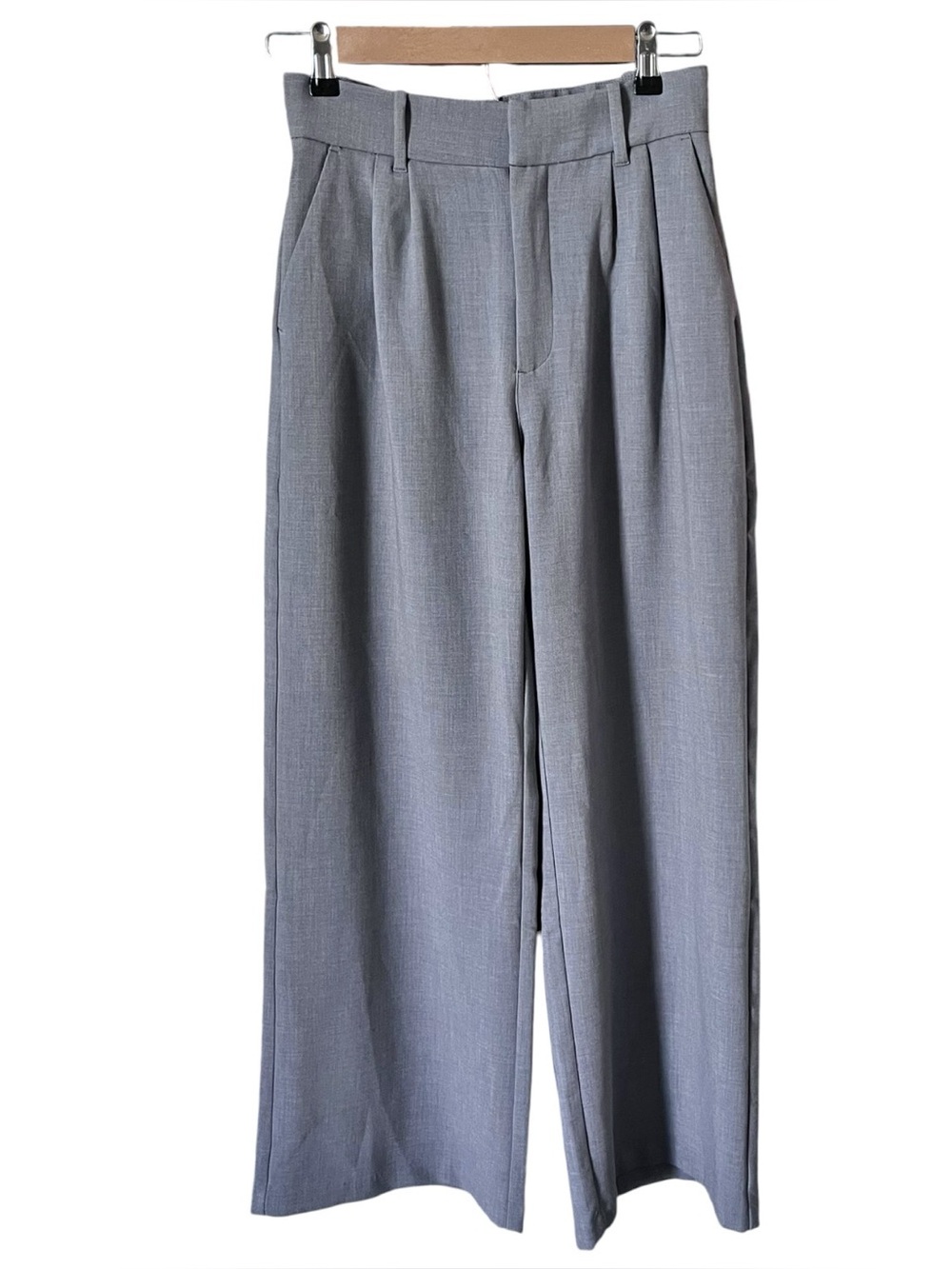 Abercrombie Sloane Tailored Wide Leg High Rise Trouser Pants Gray Small Short